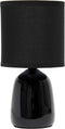 Simple Designs LT1134-BLK 10.04" Tall Traditional Ceramic Thimble Base Bedside Table Desk Lamp w Matching Fabric Shade for Home Decor, Nightstand,...