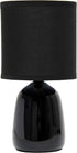 Simple Designs LT1134-BLK 10.04" Tall Traditional Ceramic Thimble Base Bedside Table Desk Lamp w Matching Fabric Shade for Home Decor, Nightstand,...