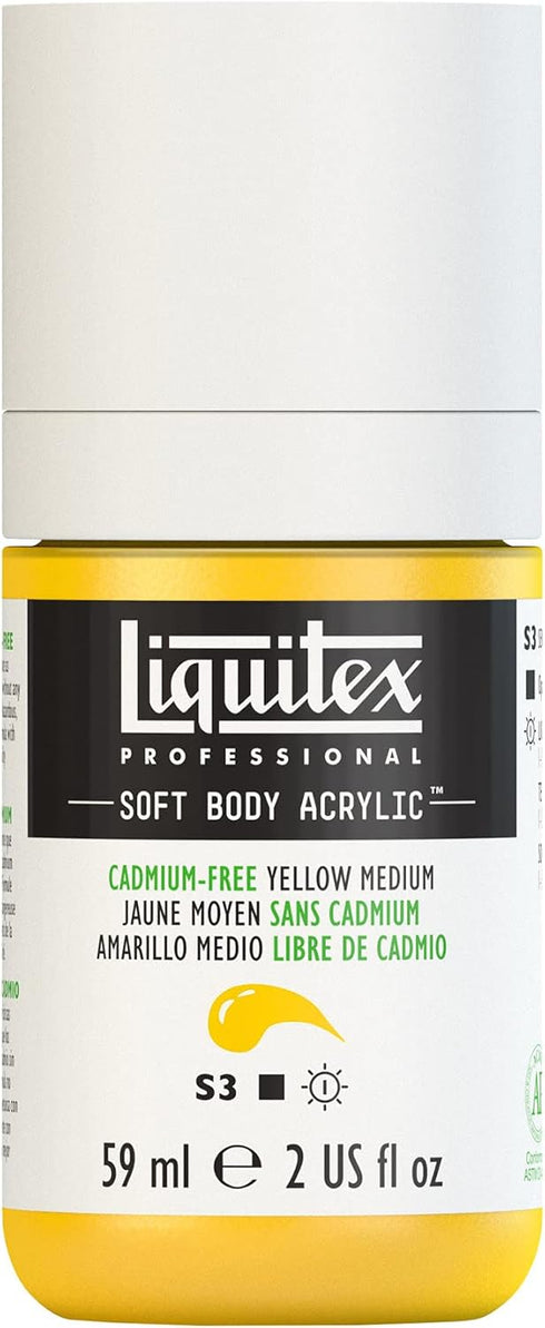 Liquitex Professional Soft Body Acrylic Paint, 59ml (2-oz) Bottle, Cadmium-Free Yellow Medium...