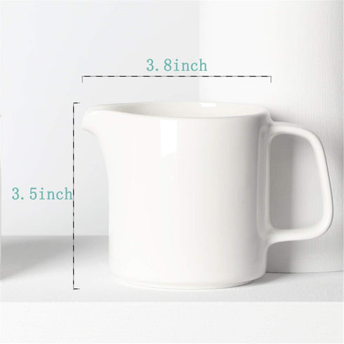 ONTUBE Ceramics Creamer,Porcelain Coffee Milk Creamer Pitcher with Handle for Home and Kitchen - 10 oz (White)...
