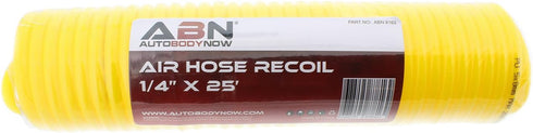 ABN Recoil Hose, 1/4in x 25ft – Portable Polyurethane Coil Hose for Air Compressor, Nailer, Sprayer, Staple Gun...
