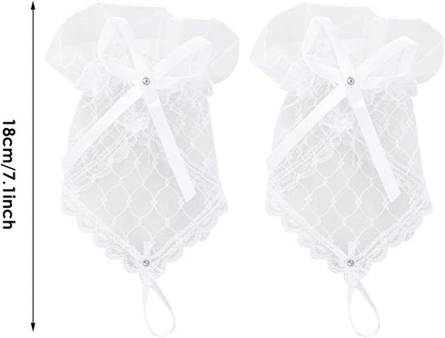 Lace Gloves Bow Rhinestone Wedding Mesh Sheer Fingerless Gloves Women Bridal Bridesmaids Banquet Wedding Tea Party Funeral...
