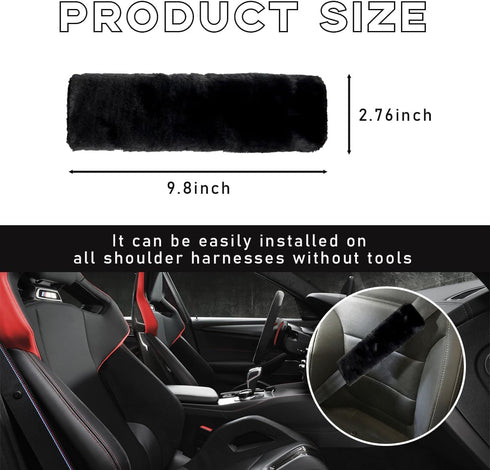 2PCS Car Seat Belt Cover Pad, Soft Auto Seatbelt Protector for a More Comfortable Driving, Fluffy Plush Seatbelt Shoulder Pad for All Vehicles and...