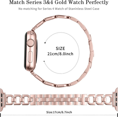 OULUCCI Bands Compatible Apple Watch Bands 41mm 40mm 38mm Women Iwatch Rose Gold Series 9 8 7 6 5 4 3 2 1, D-Shape apple watch bands for women...