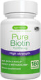Pure Biotin 10,000mcg, Extra Strength Biotin, 180 Small Easy to Swallow Capsules, Vitamin B7, Clean Label, Lab Verified, & Vegan & Hypoallergenic,...
