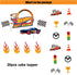 Fire Car Cake Topper Race Car Happy Birthday Cake Decoration,car cake topper birthday decorations 20PC...