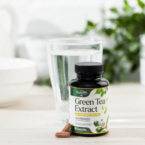Green Tea Extract Pills 1000mg with EGCG for Heart Support with Antioxidants - 98% Standardized Polyphenols - 3X Absorption Green Tea Capsules for...