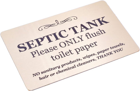 Septic tank Sign - aluminium composite with adhesive, notice, plaque for toilets, bathrooms, W.C, loo. rest room (Gold)...