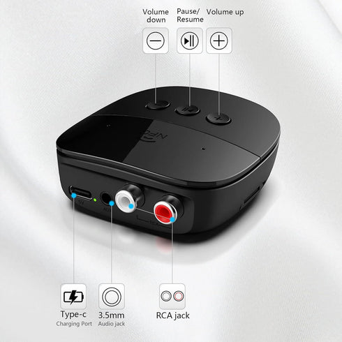 eppfun AK3056R Pro Bluetooth 5.2 Receiver with NFC, USB, TF Card Slot, 3.5mm AUX/RCA, Wireless Audio Adapter for Home Music Streaming Stereo Syste...