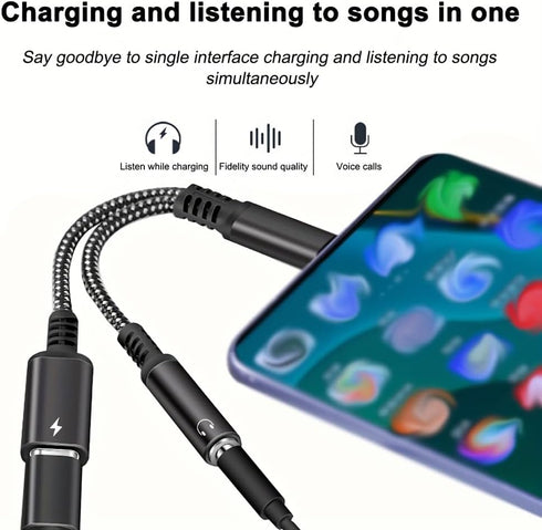 USB c to 3.5mm Headphone and Charger Adapter,2 in 1 USB C to Aux Audio Jack with PD Fast Charging Dongle Cable Cord for iPhone 15/15 Pro Max,Galax...