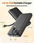 IXNINE Portable Charger 27000mAh with Built in Cables, 22.5W Fast Charging USB C Power Bank, 4 Outputs 2 Inputs External Battery Pack Phone Charge...
