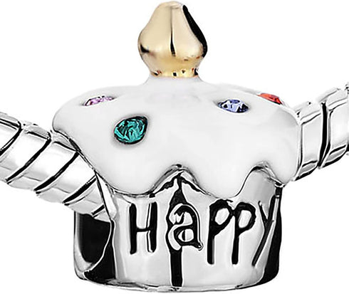 Happy Birthday Cake Gift Charm Compatible With Pandora Charms Bracelets...