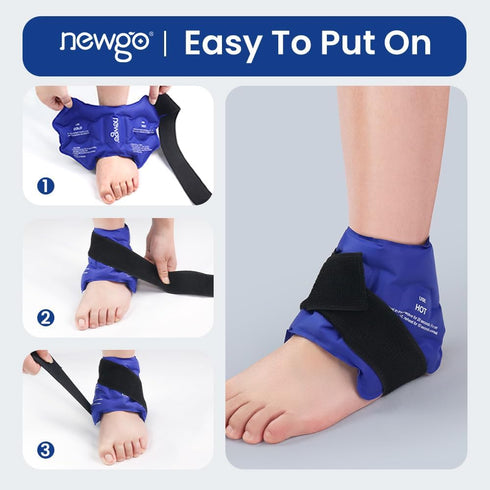 NEWGO Ankle Ice Pack Wrap for Swelling, Ice Pack for Ankle Injuires Reusable Ankle Cold Pack Wrap Hot Cold Therapy Ankle Ice Wrap for Sprained Ank...