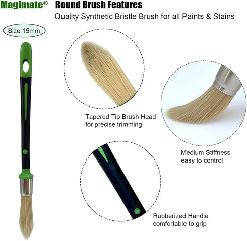 Small Paint Brush for Touch Ups, Trim Stain Brush for Sash, Baseboards, House Wall Corners and Art Application, One Singe Size 0.6-inch (15mm)...