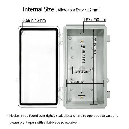 LeMotech Electrical Box, IP67 Waterproof Hinged Clear Cover Stainless Steel Latch Junction box, ABS Plastic Electrical Enclosure with Mounting Pla...