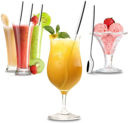 Long Handle Spoon 9.5 Inch Iced Cream Spoons Tea Spoon Coffee Stirrers Ice Spoon Stainless Steel Cocktail Stirring Spoons Dessert Milkshake Teaspo...