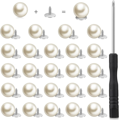 24 Sets Pearl Buttons for Clothes, Pearl Brooch Buttons No Sew Buttons Reusable Decorative Pearl Pins Buttons for Women Girls Shirt Dress Sweaters...