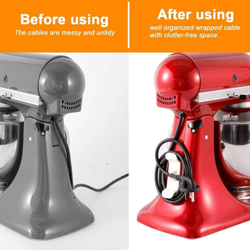 6 Pcs Cord Organizer for Appliances, holder Small Kitchen gadgets,Self adhesive keeper winder Stand Mixers Coffee Maker, Pressure Cooker and Air F...