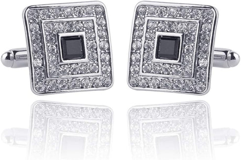 MINGHUA Fashion Square Cubic Zircon Plus Crystal Personality 2 PCS Mens Shirts Cufflinks...