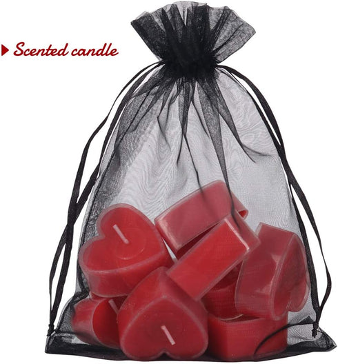 YQL Black Organza Bags,100PCS 5x7 Inch Gift Favor Bags Mesh Fruit Protection Bags Jewelry Pouches Sachet Bags Wedding Party...