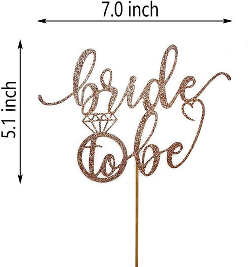 Bride to Be Cake Topper for Bridal Shower/Wedding Shower/Engagement/Bachelorette/Hen Party Decorations, Double-sided Rose Gold Glitter...