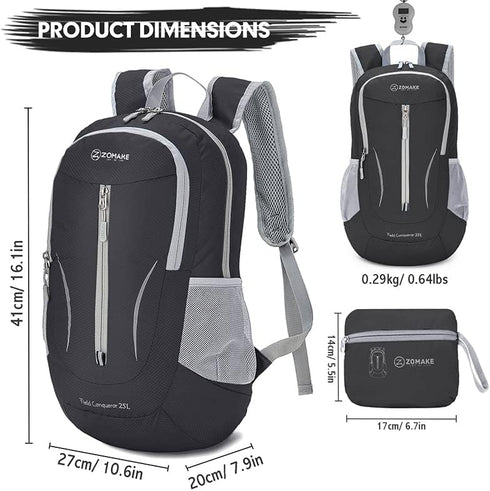 ZOMAKE Ultra Lightweight Packable Backpack 25L - Foldable Hiking Backpacks Water Resistant Small Folding Daypack for Travel(Black)...