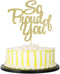 PALASASA So Proud of You Cake Topper - Congrats Grad, Done, Congratulations, Graduation Party Decorations (Golden)...