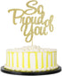PALASASA So Proud of You Cake Topper - Congrats Grad, Done, Congratulations, Graduation Party Decorations (Golden)...
