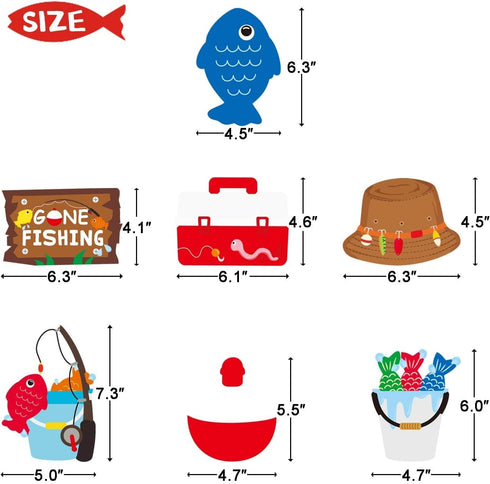 30CT Gone Fishing Party Decorations Fishing Banner Fish Hanging Swirl Ceiling Streamers Little Fisherman The Big One Baby Shower Photo Props Fishi...