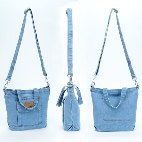 Small Denim Tote Bag for Women Hobo Shoulder Bag Casual Canvas Bag Crossbody Bag Large Capacity Purse Satchel...