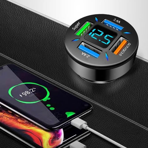 USB Car Charger, 22.5W 4 Ports USB Fast Car Charger, USB Car Charger Fast Charge Car Charger Adapter QC3.0 & 2.4A Compatible with iPhone & Android...