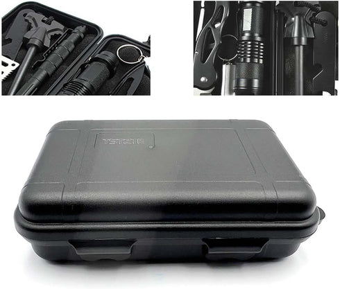 Anti-Pressure Shockproof Container Box Plastic Dry Storage Box with Foam Floating Survivor Dry Case for Outdoors (Black)...