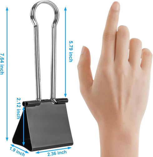 OWLKELA 2.4 inch Extra Jumbo Binder Clips 2 Pcs, Large Paper Clip, Big Paper Clamps, Binder Clips Large Size for Home, School and Office Supplies...