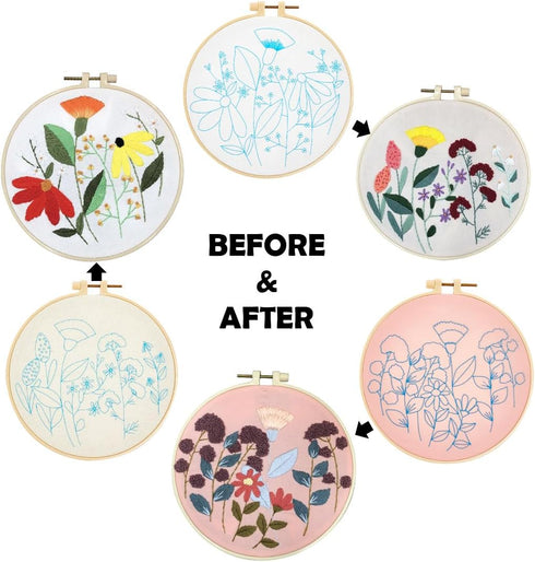 Youteer 3 Sets Embroidery kit for Beginners, Cross Stitch Practice Kits with Pattern and Instructions Hand Stitch for Craft Lover, Flower......