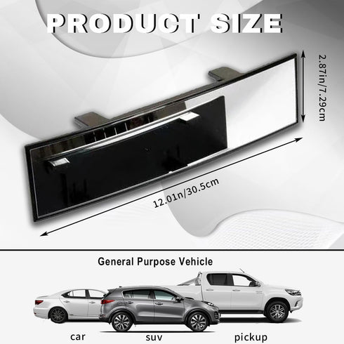 Rear View Mirror for Car, Mirrors Universal 12 Inch Interior Clip On Panoramic Rearview Mirror,HD Anti Glare Wide Angle and Reduce Blind Spot,Univ...