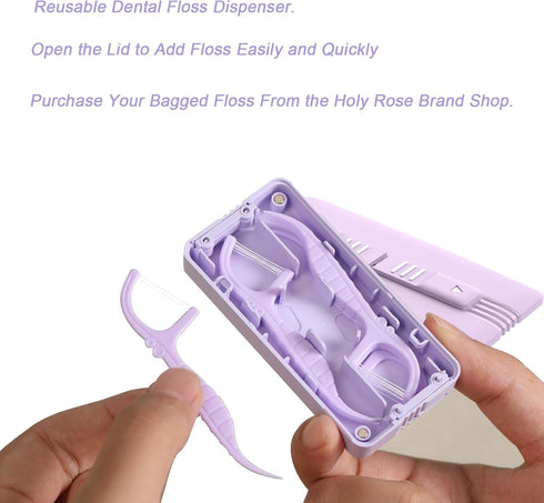 Holy Rose Portable Dental Floss Picks Dispenser - 220 Count Twin-Line Mint Flossers, Bagged Super Tuffloss, Double-line Design Action System for S...