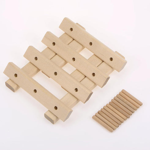 HARFINGTON 2pcs 12 Spools Small Foldable Wooden Thread Rack Thread Holder Sewing Embroidery Thread Organizer Hair braiding Rack for Sewing Braidin...