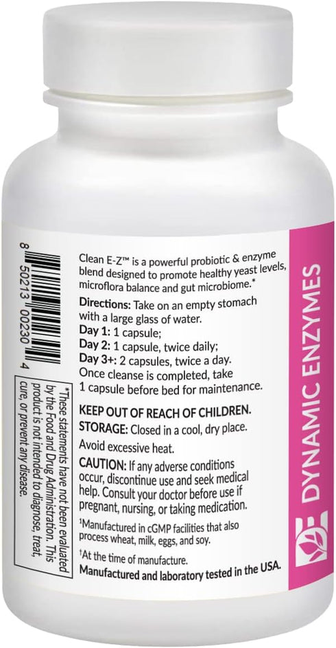 Clean E-Z Candida - Microflora Gut Balance, Candida Cleanse, Digestion of Yeast Cell Walls, Probiotics & Digestive Enzymes, Gut Flora Health | 60 ...