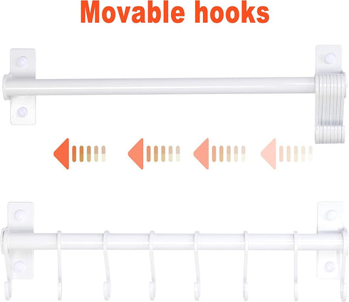 Dseap Kitchen Utensil Holder Hanger, Pot and Pan Rack wall mounted, Kitchen Rail with 8 Hooks for Hanging Cooking Utensils, Mugs, Spoons, Wall Mou...