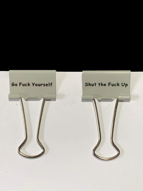 Funny Curse Clips Office Binder Clips, F**ck You, FML, and More, Vulgar Yet Funny, Uncensored, 8 Clips Per Pack, 4 Different Phrases 25mm and 32mm...