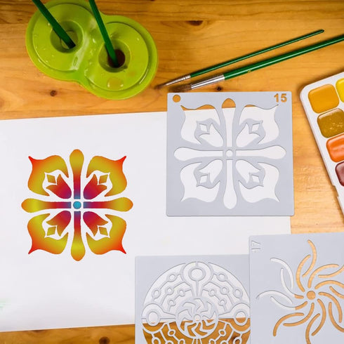 64 pcs (90 mm x 90 mm) Painting Stencils, DaKuan Mandala Dot Stencil for Artistic Creation, Murals, Books, Fabrics, DIY Artistic Creation, Reusabl...