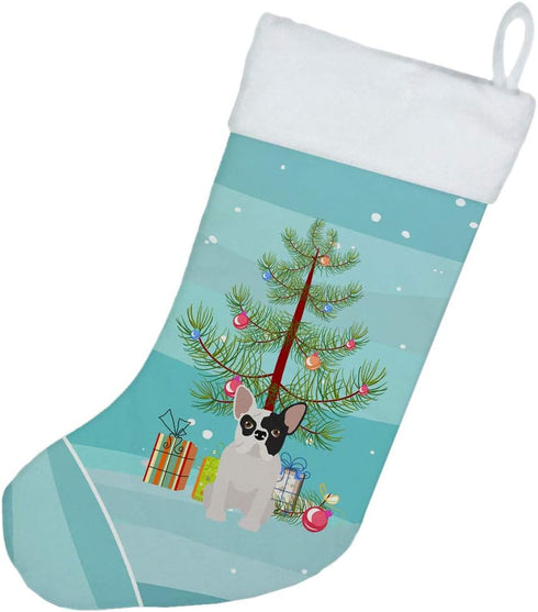 Caroline's Treasures CK3500CS Black and White French Bulldog Christmas Tree Christmas Stocking Fireplace Hanging Stockings Christmas Season Party ...