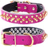 Spiked Studded Dog Collar, Genuine Leather Dog Collar, Adjustable Pet Collars for Small or Medium Pet (M, Hot Pink)...