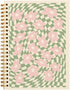 Retro 70s Groovy Pink Flower Sage Green Distorted Checkered Lined Hardcover College Ruled Spiral Notebook Journal for Work Notes Journaling 5.5×8....
