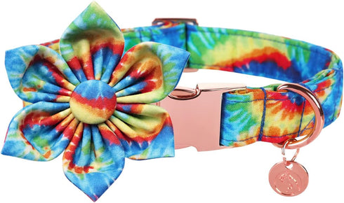 DOGWONG Flower Dog Collar for Female or Male Dogs, Fall Pet Collar Adjustable Dog Collars with Flower for Large Dogs...