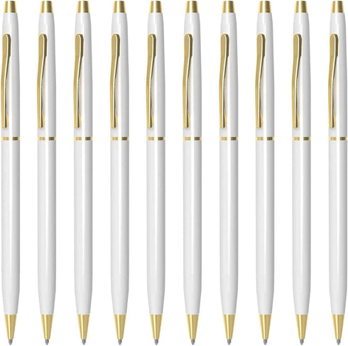 Cambond Ballpoint Pens White Pens - Black Ink Bulk Pens 1.0 mm Medium Point Retractable Metal Pen Comfortable Writing for Men Women Police Uniform...