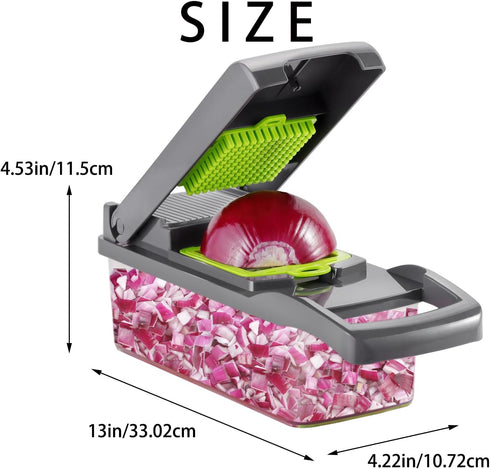 Ourokhome Vegetable Chopper, 12 in 1 Professional Mandoline Slicer for Kitchen, Multifunctional Food Chopper Cutter for Onion, Potato, Tomato, Veg...
