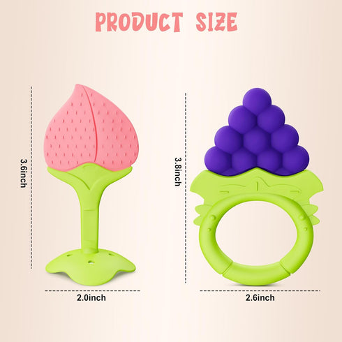 6 Pack Baby Teething Toys for Newborn Infant, BPA Free Freezer Safe Silicone Fruit Baby Teethers Soothe Babies Gums Set for Babies 0-6 Months 6-12...