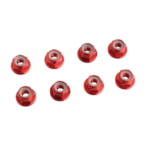 8PCS Flange M4 Lock Nuts Serrated Nylon Self-Tightening Aluminum M4 Wheel Hardware for Axial HPI TLR ECX Model RC Car Vehicles Upgraded Replacemen...