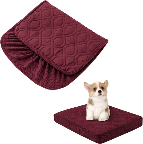 Dog Bed Covers Only - Waterproof Dog Bed Covers Quilted, Replacement Washable Pet Puppy Bed Cover for Dog Cat, Cushion Cover 30Lx20Wx6H Inches Bur...